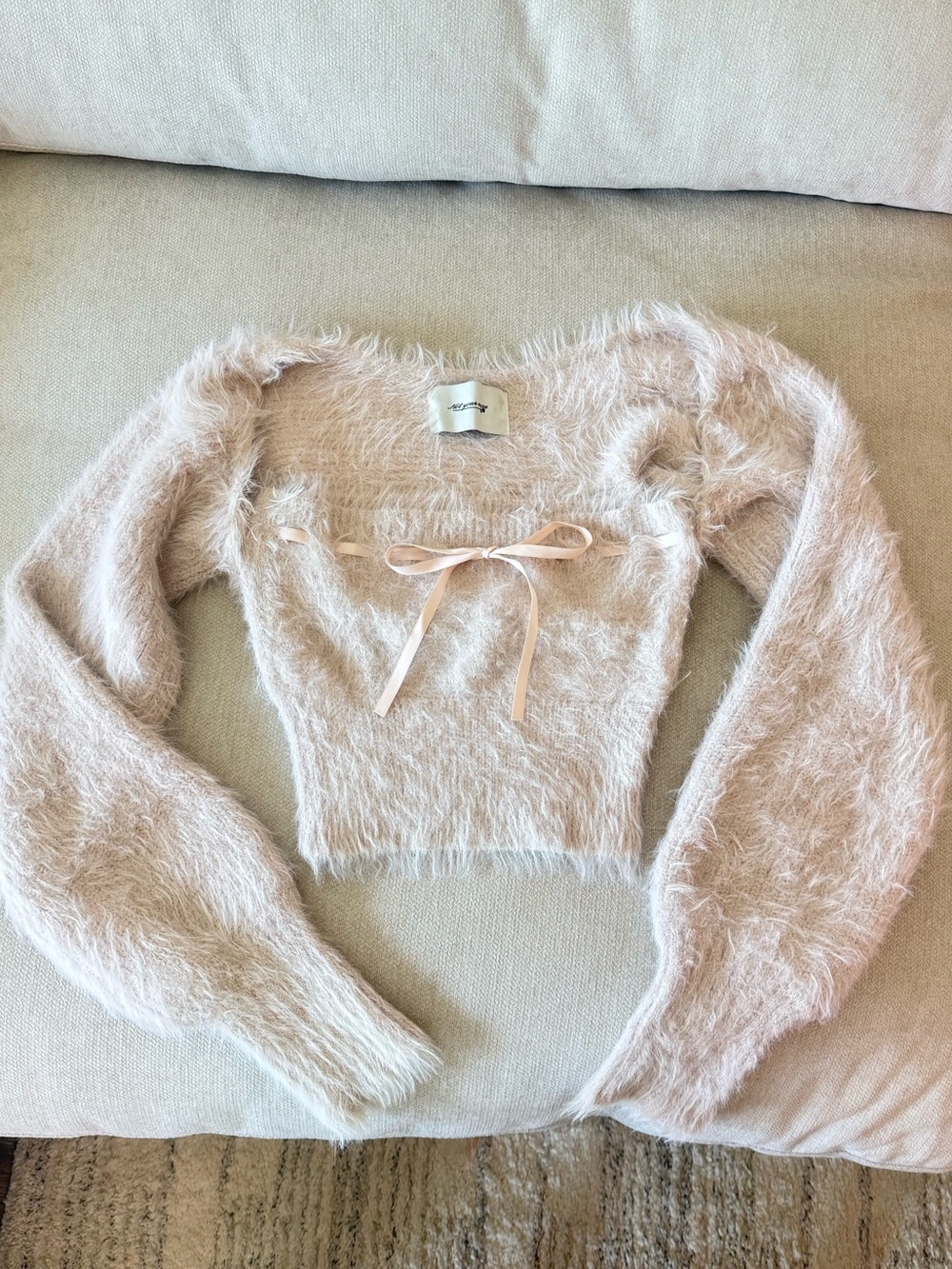 Baby Pink soft angora fuzzy knit cropped tank and bolero sweater set